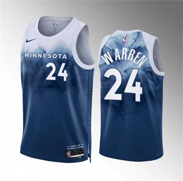 Mens Minnesota Timberwolves #24 Tj Warren Blue 2023-24 City Edition Stitched Jersey Dzhi->->NBA Jersey